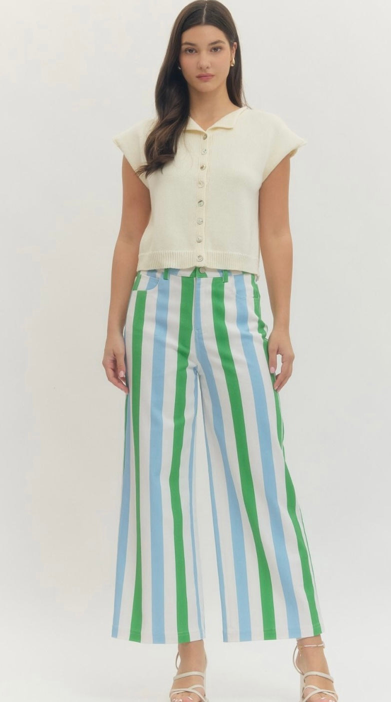 Entro Blue Multi Striped Pants