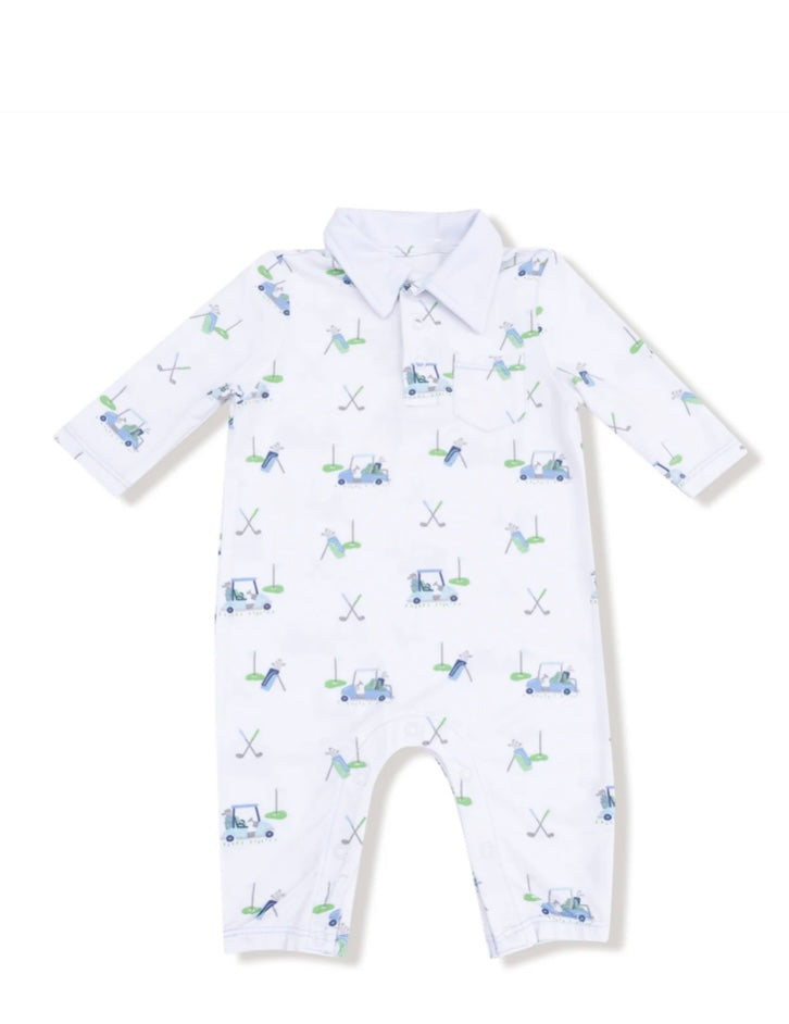 Angel Dear BLUE Golf Polo Romper
