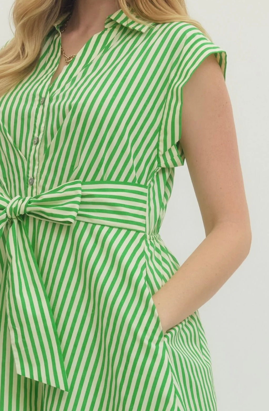 Cap Sleeve Striped Dress