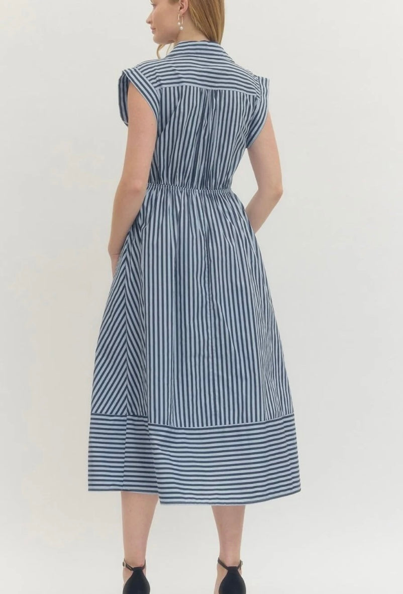 Cap Sleeve Striped Dress