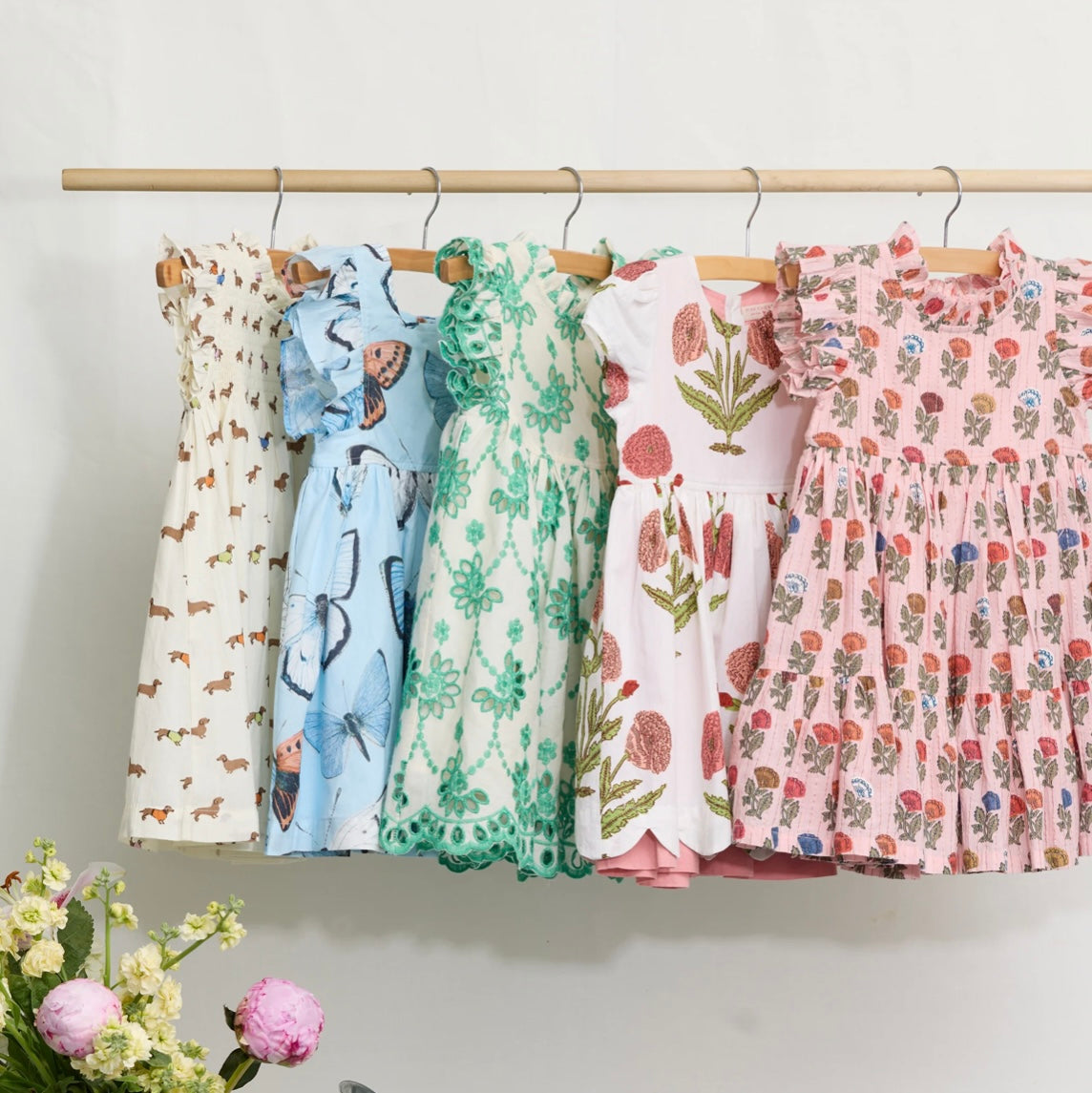 Girls Jennifer Dress-Multi Flower Drop
