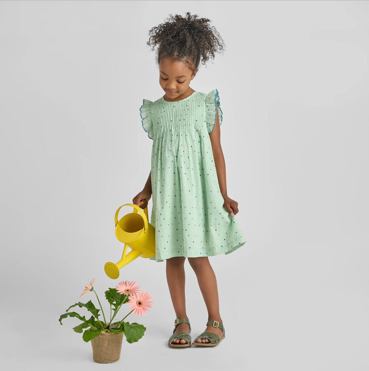 Jaipur Dress-Pastel Green Polka Dot