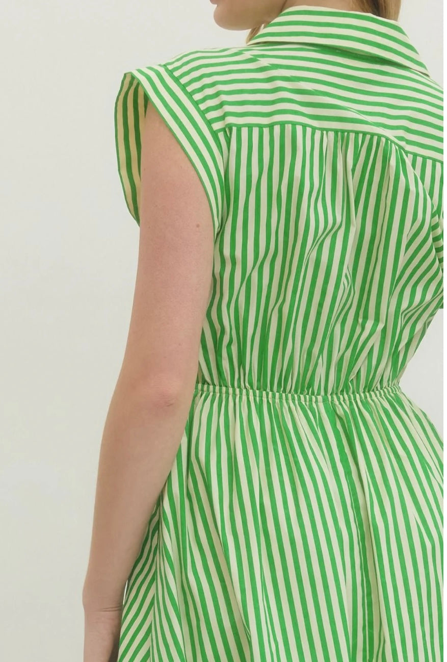 Cap Sleeve Striped Dress