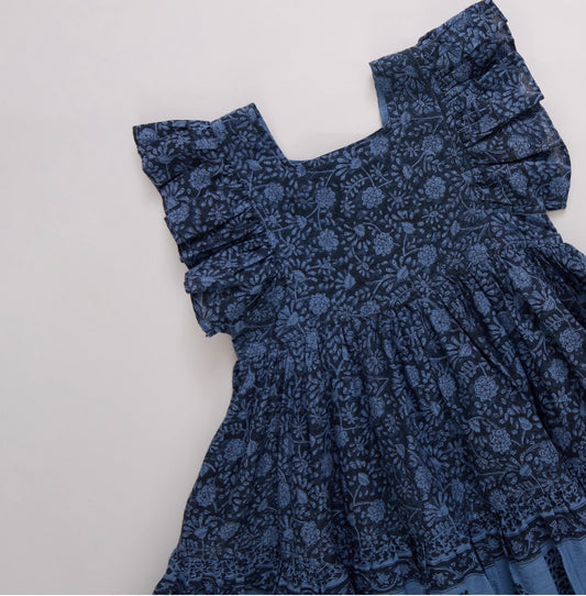 Elsie Dress-Steller Blue Garden Floral