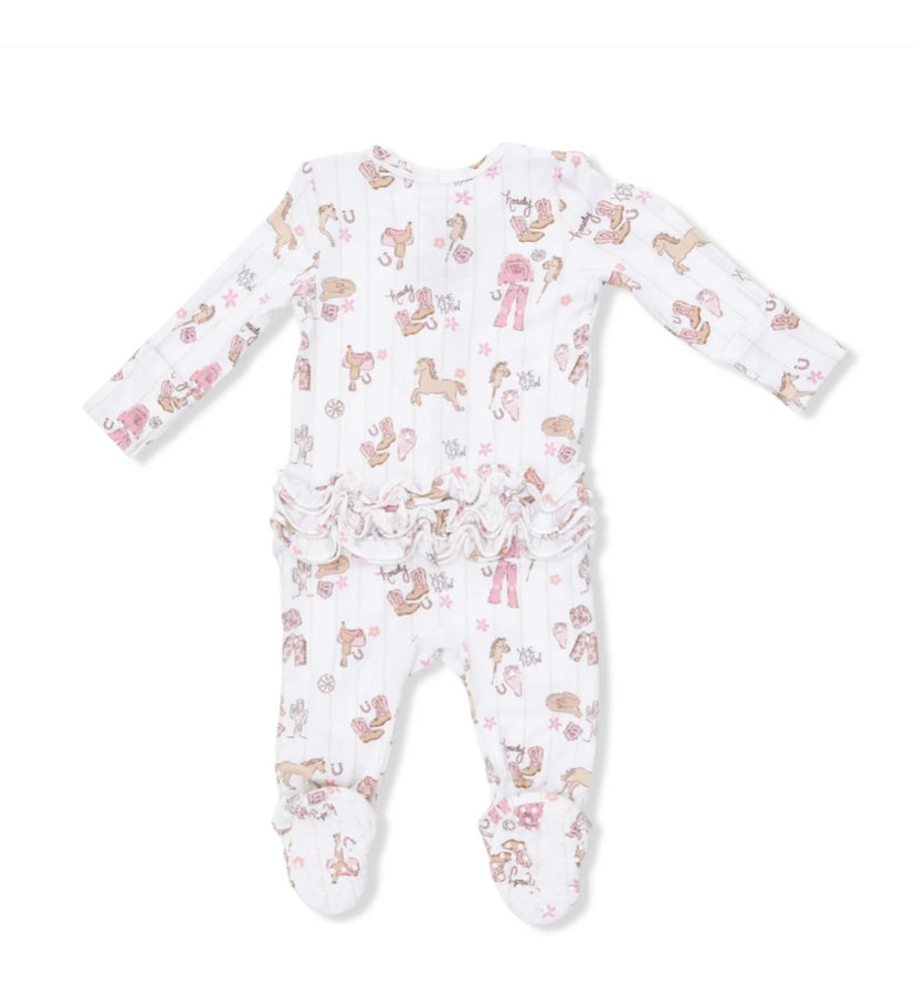 Cowgirl Nursery 2 Way Ruffle Front Zipper Footie