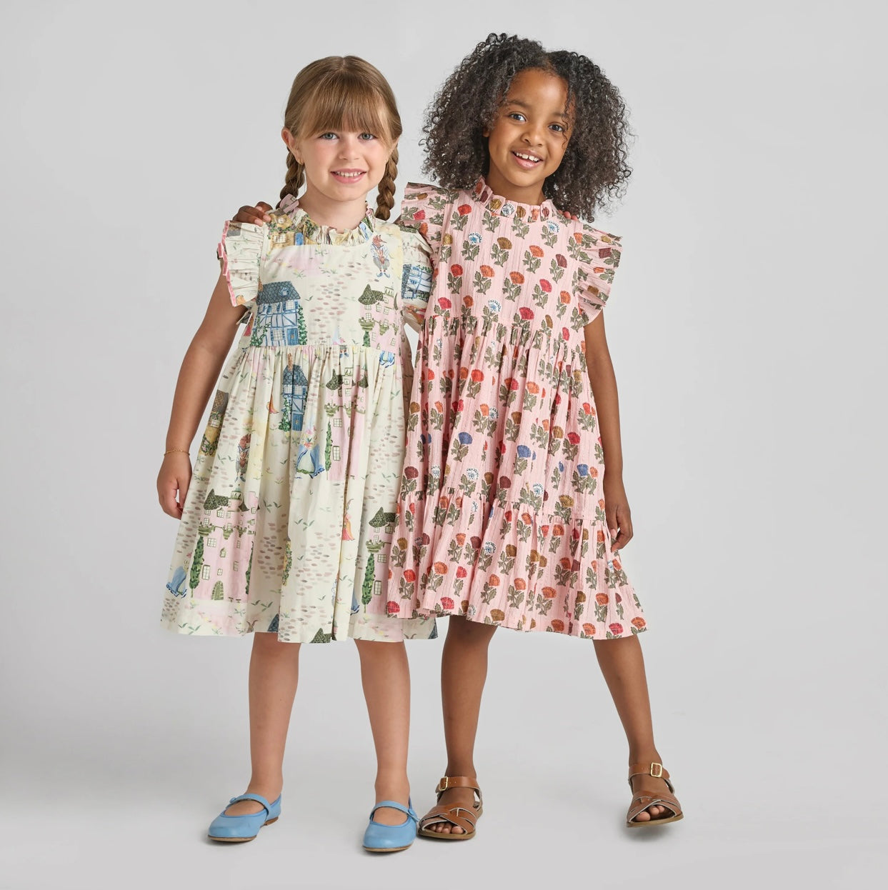 Girls Jennifer Dress-Multi Flower Drop