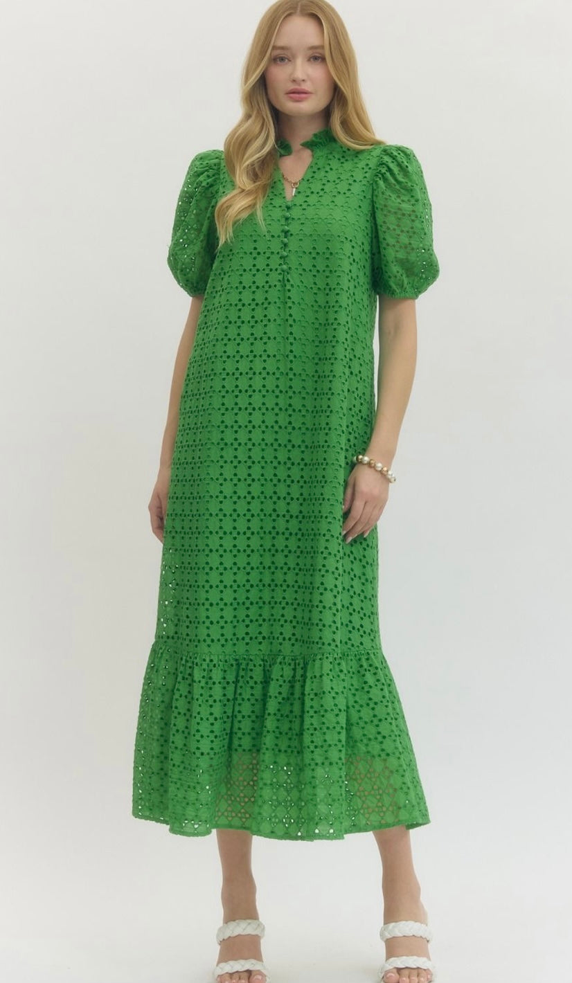 Eyelet Midi Dress