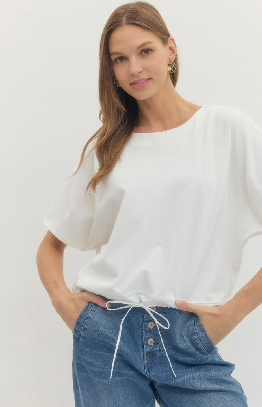 Solid Drawstring SS Top