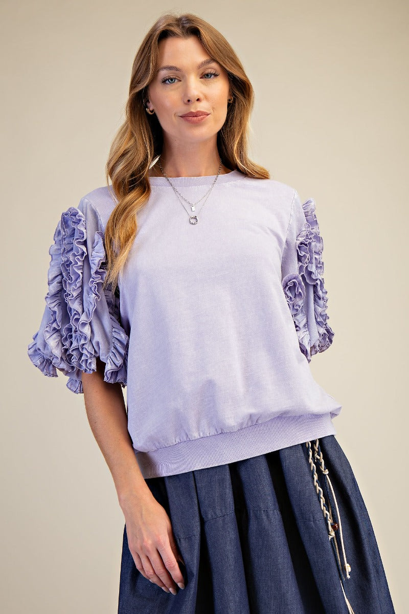 Ruffled Short Sleeves Top