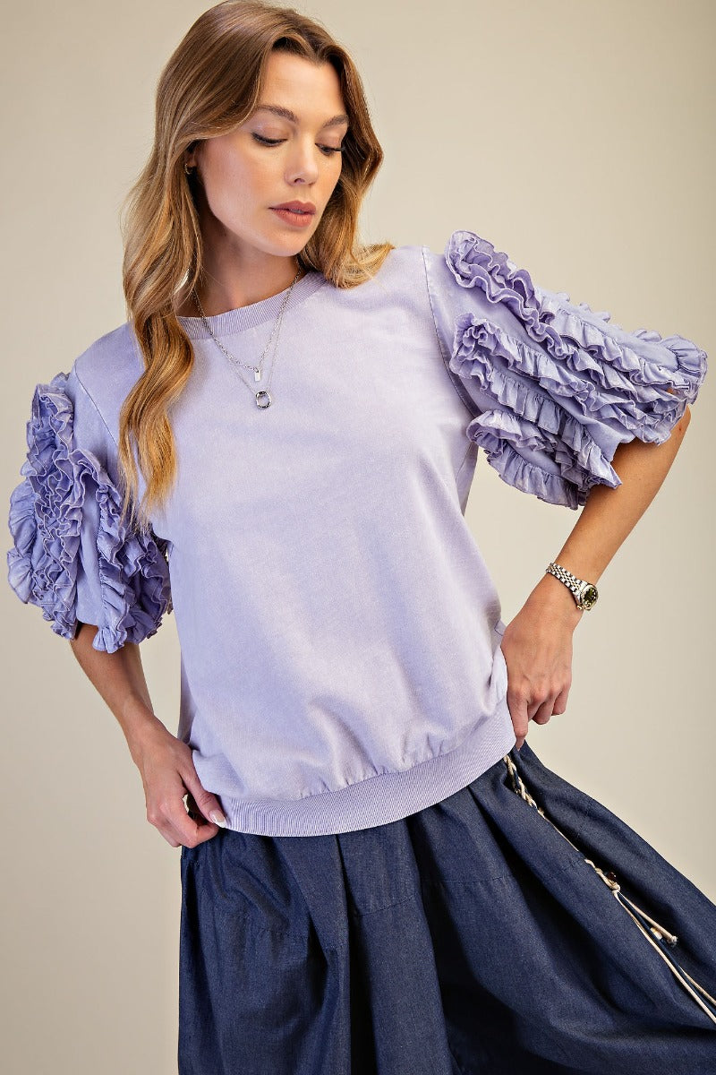 Ruffled Short Sleeves Top