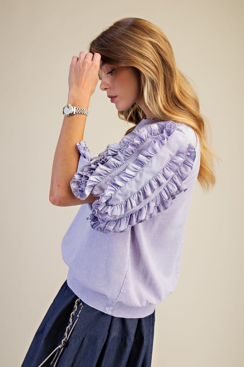 Ruffled Short Sleeves Top