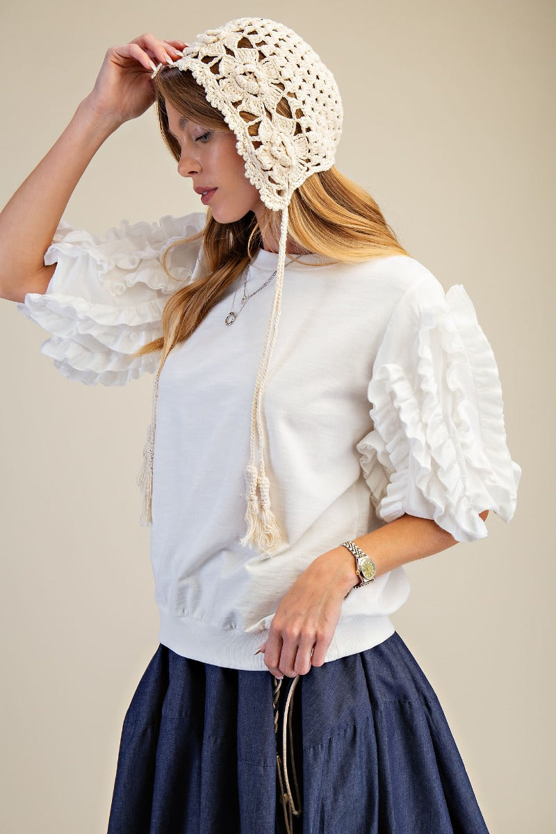 Ruffled Short Sleeves Top