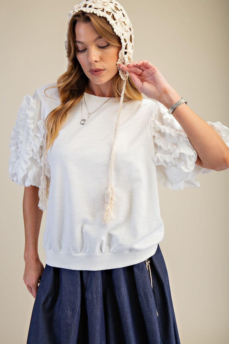Ruffled Short Sleeves Top