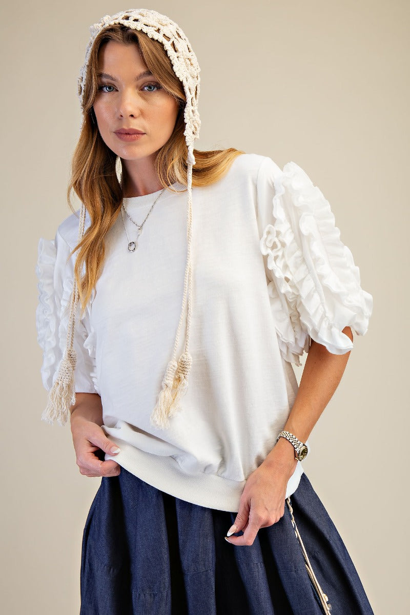 Ruffled Short Sleeves Top