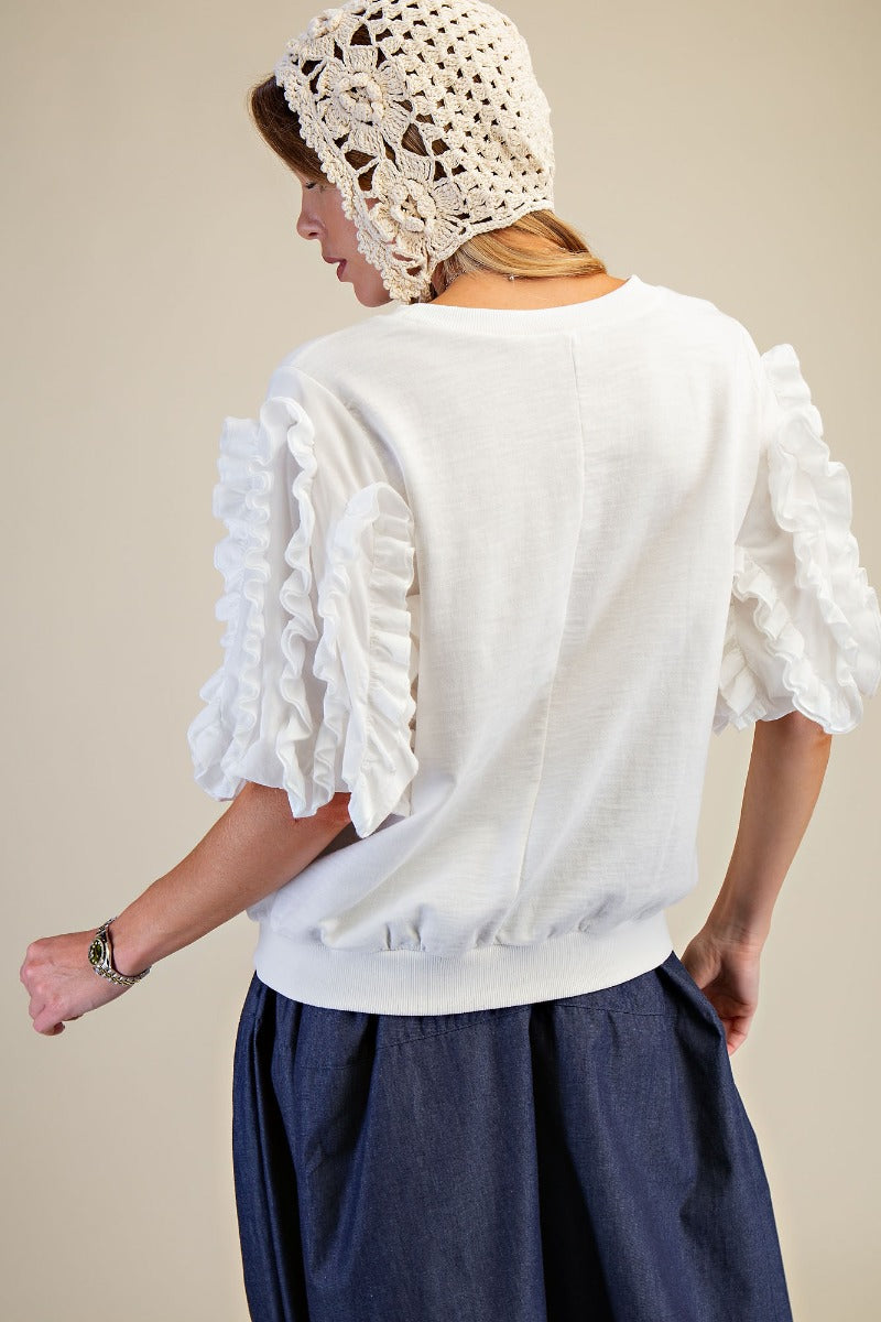 Ruffled Short Sleeves Top