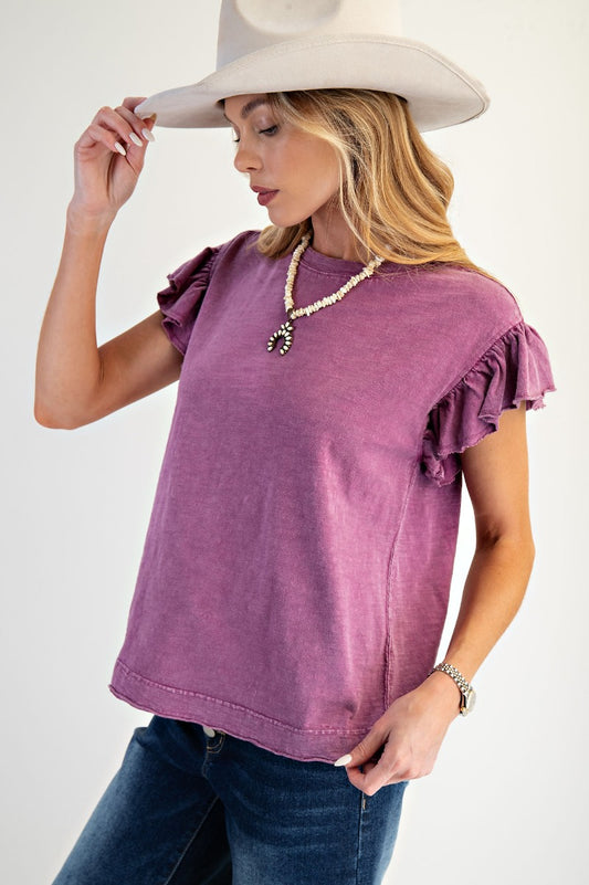 ORCHID FLUTTER SLEEVE KNIT TOP