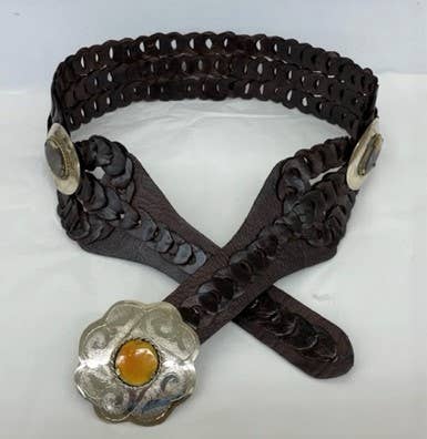 Bah04 Brown Leather braded