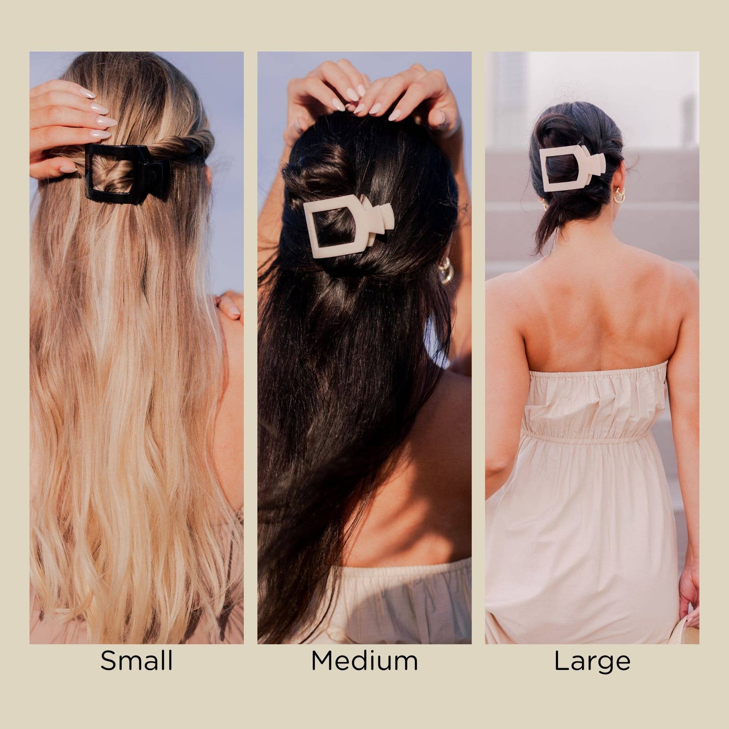 Square Flat Hair Clip | Large | Almond Beige
